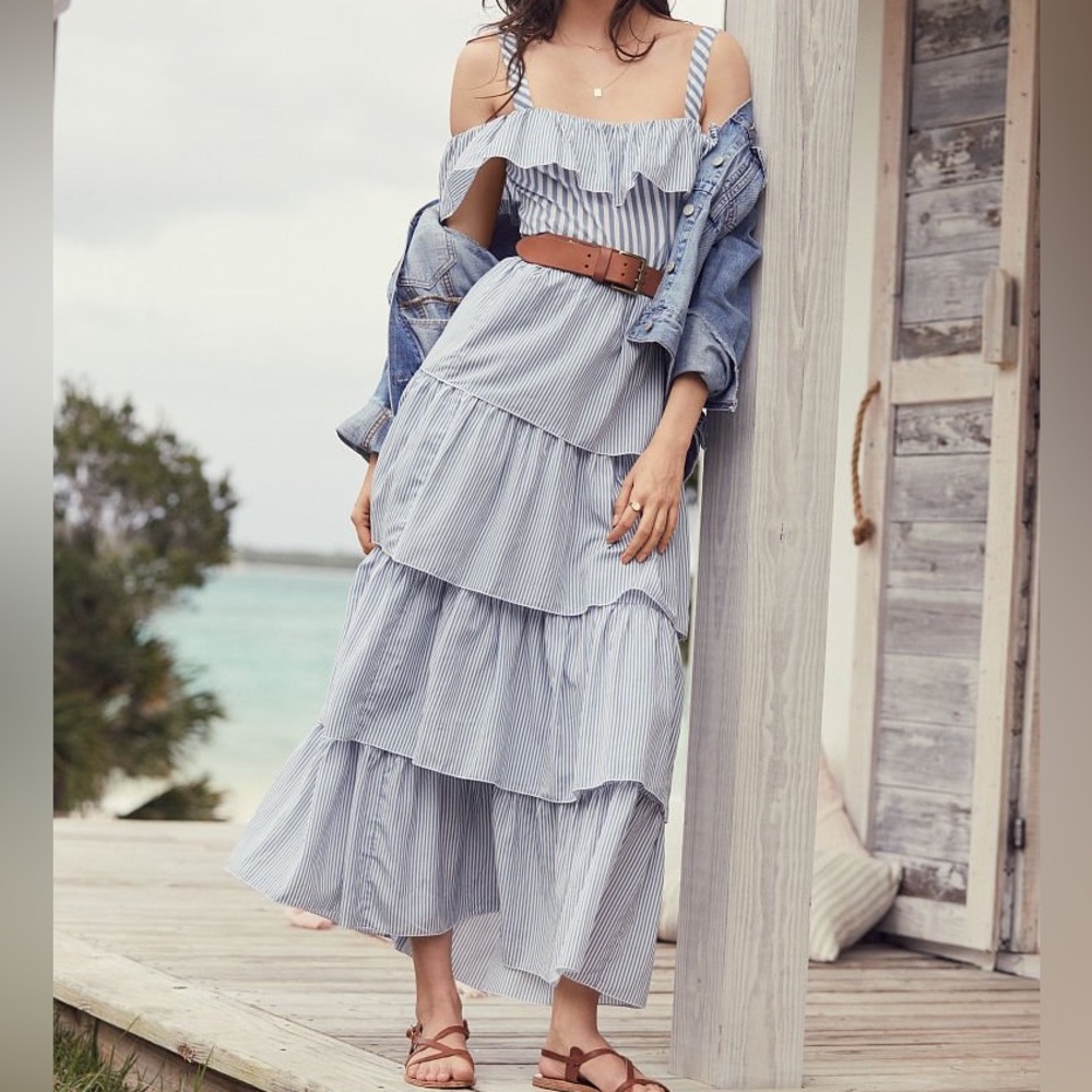 NEW Vintage Victoria’s Secret Dream Angels Wild at Heart Blue Tiered Maxi Dress